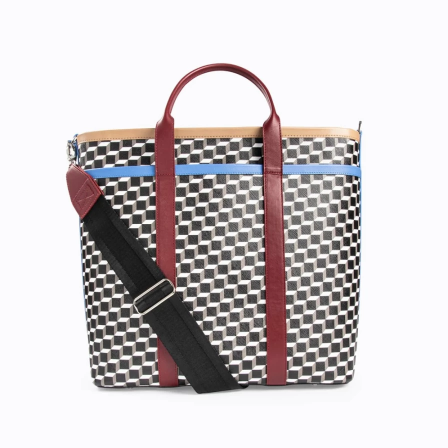 Pierre Hardy Men's Ph Tote Bag in Black, White, Cappuccino, Burgundy & Blue - Premium Leather Handbag for Men