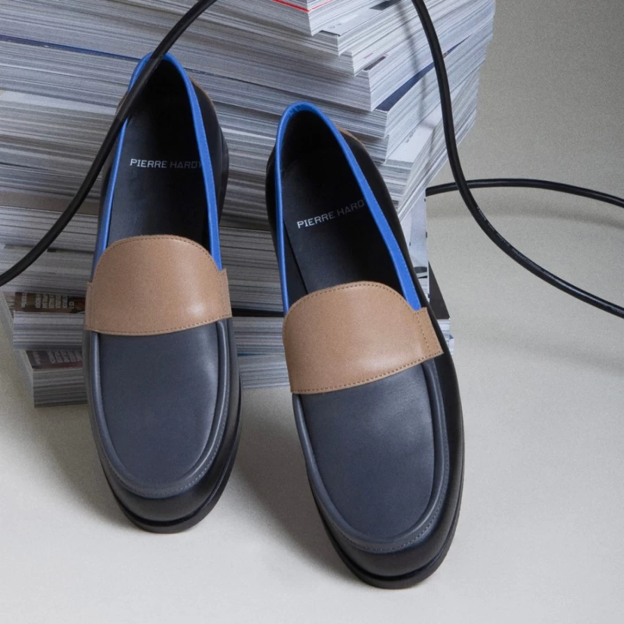 "Pierre Hardy Men's Hardy Loafer in Black, Grey, Cappuccino & Blue | Classic Luxury Slip-On Shoes"