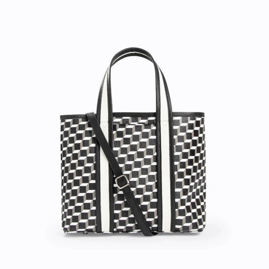Pierre Hardy Men's Mini Archi Tote Bag in Black & White - Compact Designer Handbag