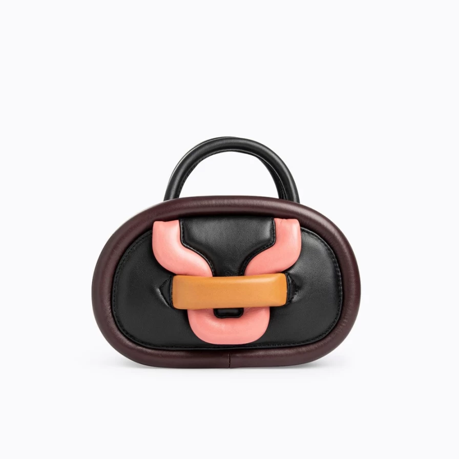 Pierre Hardy Women's Alpha Strike Mini Bag in Black, Burgundy, Blush & Cognac